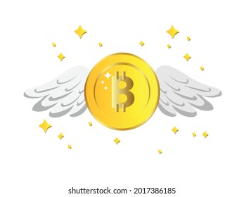 Ilustración vectorial de las alas de la mosca de Bitcoin.