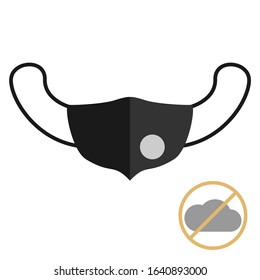 Illustration vector of black face masks pollution with valve to protect dust or flu in flat design