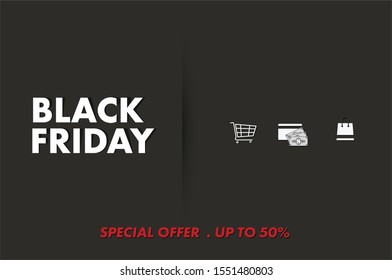 Illustration Vector: Black Friday, special offer up to 50%

