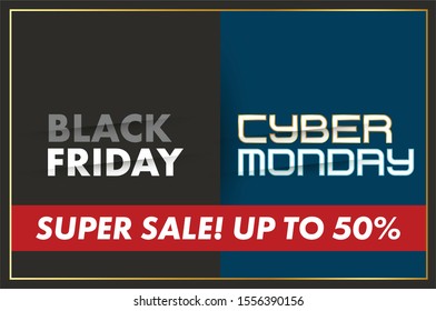 Illustration vector: Black Friday vs Cyber Monday sales