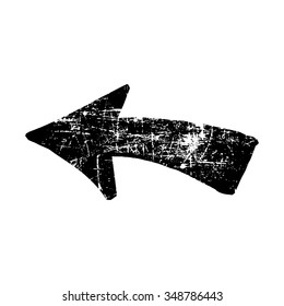 illustration vector black grungy rubber stamp symbol of arrow isolated on white