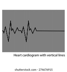 illustration vector black heart cardiogram on the background of vertical lines