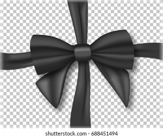 Illustration of Vector Black Ribbon. 3D Realistic Ribbon Isolated on Transparent Background