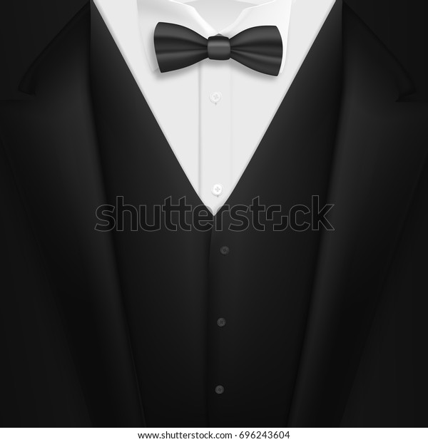 Illustration Vector Black Suit Bowtie Realistic Stock Vector (Royalty ...