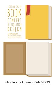 Illustration vector blank cover and first page inside yellow book template flat style.