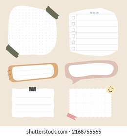 illustration vector Blank reminder paper notes, sticky note pad with tape, memo pad, memo, planner, reminder, message.