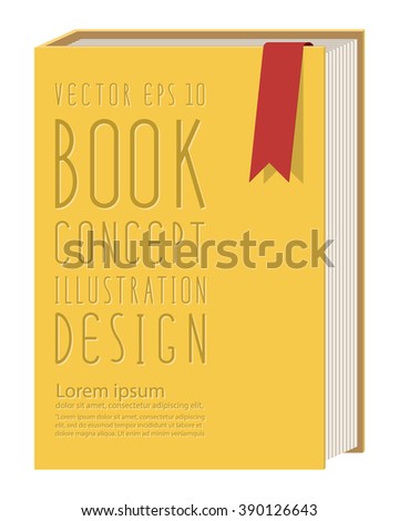 Illustration vector blank vertical book cover template standing on yellow surface flat style.