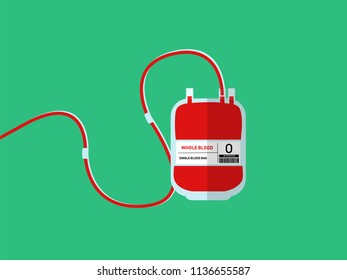 Illustration vector of blood bag with green background