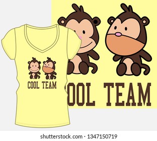Illustration vector blouse design with graphic of little monkeys