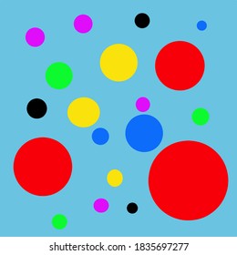 Illustration Vector (Blue Background, Motiv Ball, and Rainbow color)