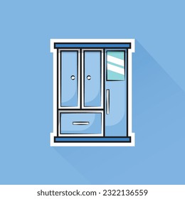Illustration Vector of Blue Cupboard in Flat Design