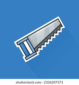 Illustration Vector of Blue Handsaw in Flat Design