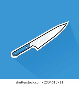 Illustration Vector of Blue Knife in Flat Design