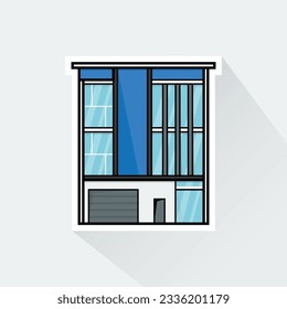 Vector de ilustración de la casa azul moderna 3 en diseño plano