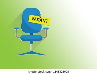 Illustration vector: Blue office chair flat design with vacant signage