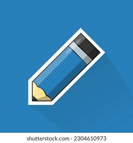 Illustration Vector of Blue Pencil in Flat Design