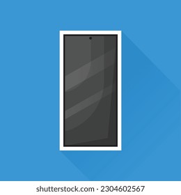 Vector de ilustraciones de la parte frontal del teléfono azul en diseño plano