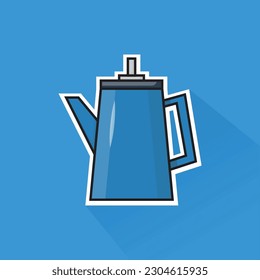 Vector de ilustración de tetera azul en diseño plano