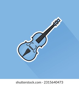 Illustration Vector of Blue Violin in Flat Design