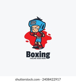 Illustration Vector Boxing Mascot Cartoon Logo Style.