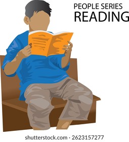 illustration vector of boy reading book