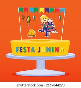 illustration vector of brazilian food cornmeal cake for happy festa junina celebration