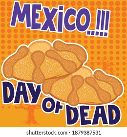 Illustration vector Bread for mexican Dia de Muertos. Day of the Dead bread.