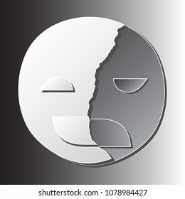 illustration vector of broken happy mask on sad major depressive disorder face paper cutting art