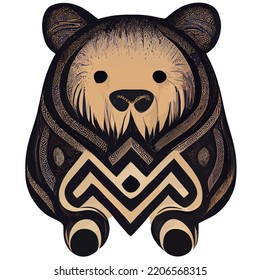 vector de ilustración de oso marrón aislado en blanco con estilo tribal bueno para el logotipo o personalizar su diseño
