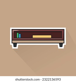 Illustration Vector of Brown TV Desk in Flat Design