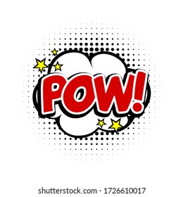 Illustration vector bubble text of POW. Perfect for stickers, design elements, comics, etc.