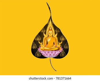 illustration vector of buddha sitting on lotus, religion of buddha design concept