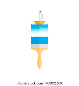 Illustration of vector building brush icon with ship picture