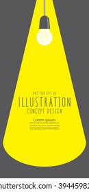 Illustration vector bulb that shines brightly flat style.