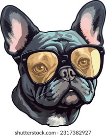 Ilustración vectorial bulldog usar gafas de sol