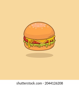 Vektorgrafik des Burgers, geeignet für Straßenrestaurants oder Hamburger-Laden