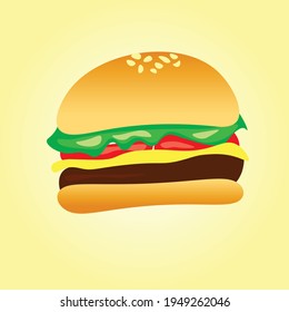 Burger vectorial de ilustración sin contorno. Listo para logotipo, maskot, marca y menú.