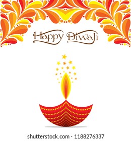 illustration vector burning diya for indian festival diwali background
