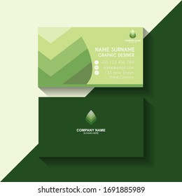 Illustration Vector of Business Card Green Leaf Design Template good for your business project, company profile for nature company and  your personal id in office