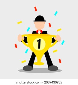 illustration vector of Businessman character,''celebrating victory
'',suitable for advertising, advertising, web, posters, banners and magazines. vector eps