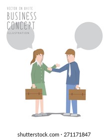 Illustration vector businessman talking with Businesswoman flat style.