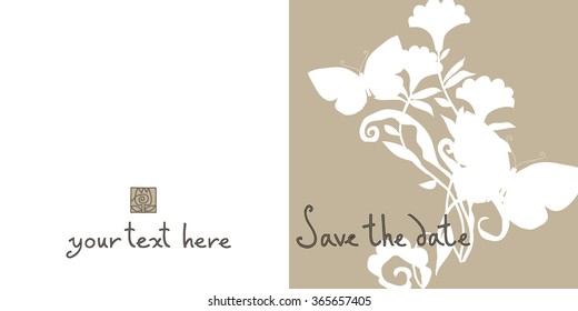 illustration; vector; butterfly; design; figure, decorative; twigs and leaves;