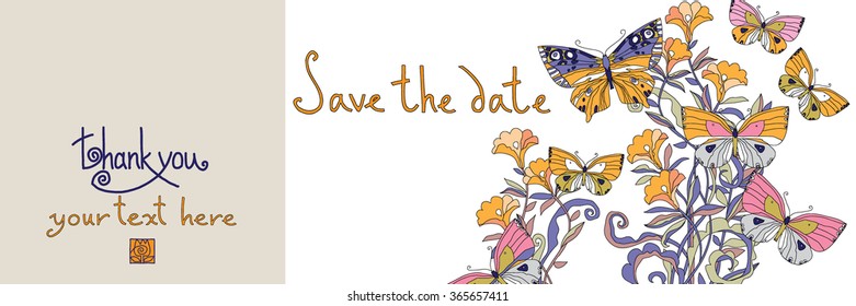 illustration; vector; butterfly; design; figure, decorative; twigs and leaves