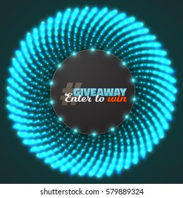 Illustration of Vector Button Giveaway Competition Template. Realistic Button with Glow Light Enter to Win Prize Concept