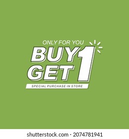 Illustration vector of the buy one get one lettering text template design svg