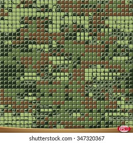Illustration of vector camouflage background, simple tile/pixel based digital seamless pattern.
