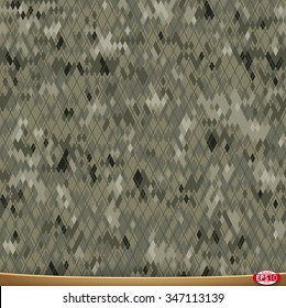 Illustration of vector camouflage, simple rhombus formation digital seamless pattern with diagonal netting.