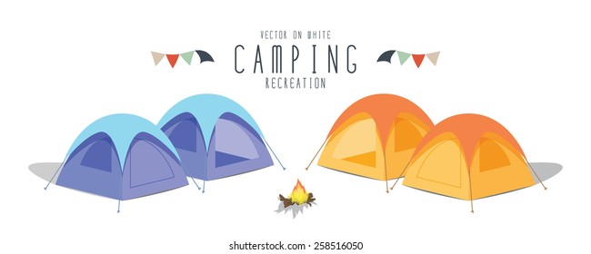 illustration vector camping on white background. (Tent)