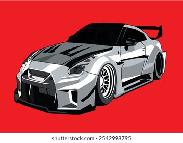 Illustration vector of car design graphic concept vector With Red Background.