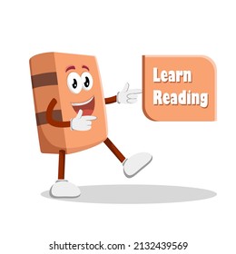 Libro de lectura de caricaturas de vectores de ilustración